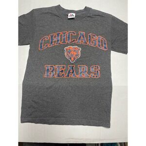 Majestic Mens Chicago Bears T Shirt Gray Short Sleeve NFL Football Siz S